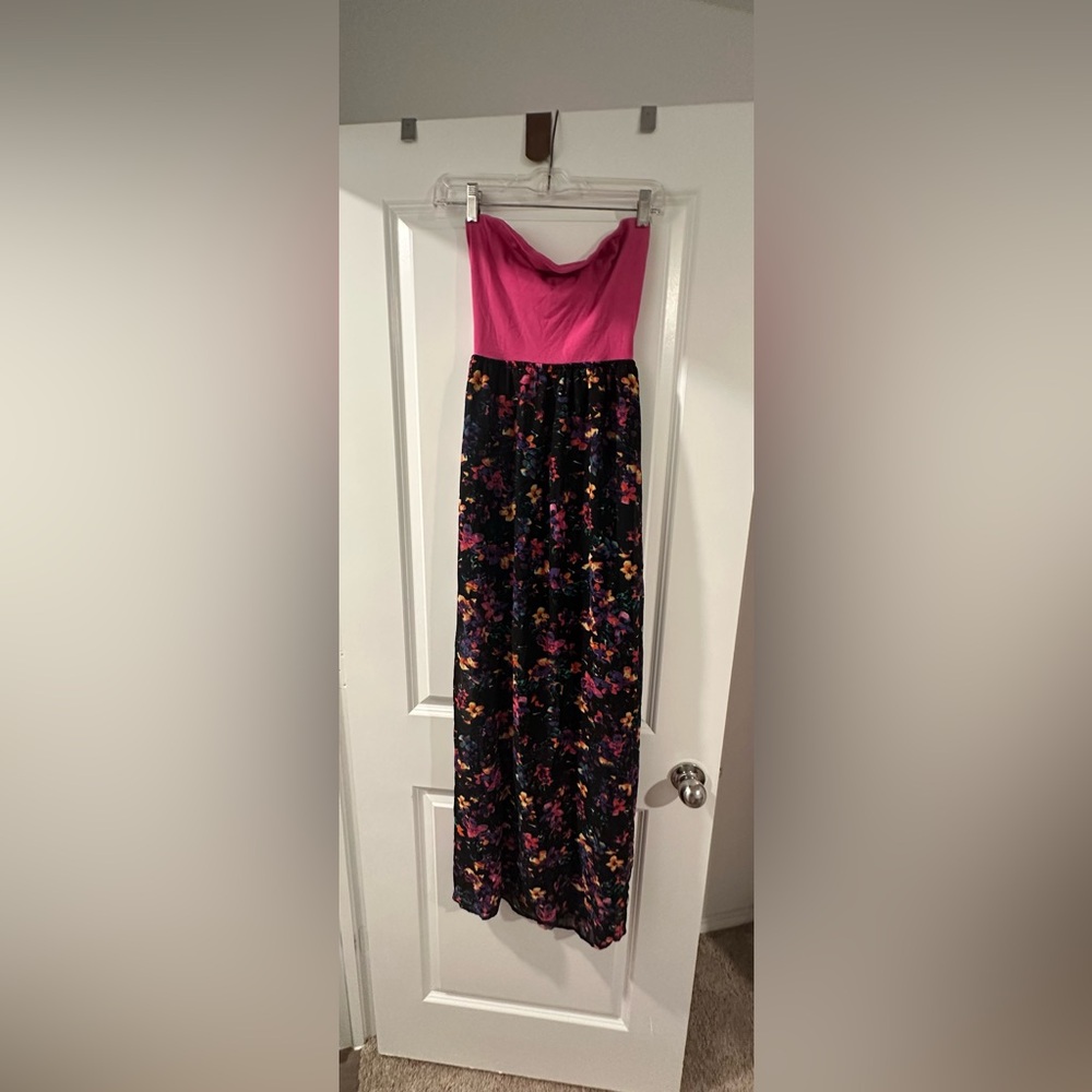 Decree Pink and Black Floral Maxi Dress